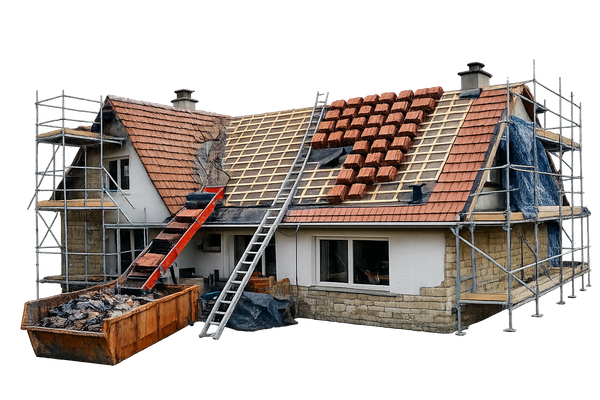 Maison sous échafaudage à Saumur